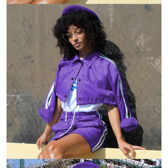 Dresses & Skirts - 2 pieces set purple crop jacket + mini skirt